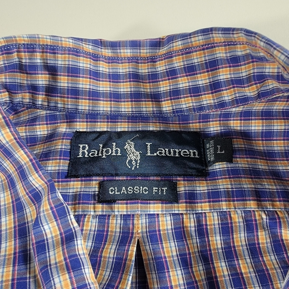 Ralph Lauren Classic Fit Oxford Shirt Large Plaid Long Sleeve - Picture 5 of 8